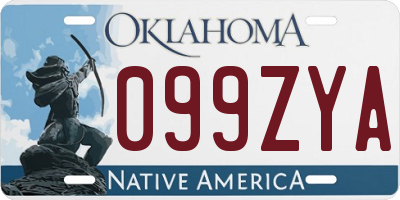 OK license plate 099ZYA
