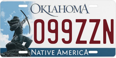 OK license plate 099ZZN