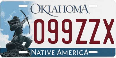 OK license plate 099ZZX