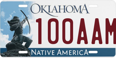 OK license plate 100AAM