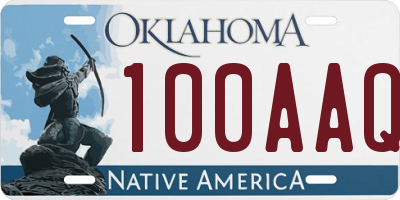 OK license plate 100AAQ
