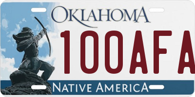 OK license plate 100AFA