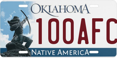 OK license plate 100AFC