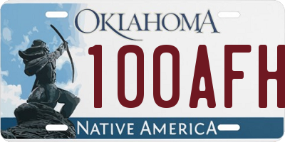 OK license plate 100AFH