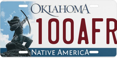 OK license plate 100AFR