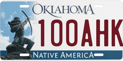 OK license plate 100AHK