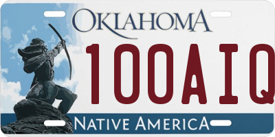 OK license plate 100AIQ
