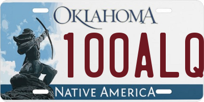 OK license plate 100ALQ