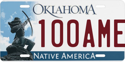 OK license plate 100AME