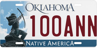 OK license plate 100ANN