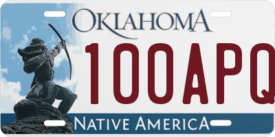 OK license plate 100APQ