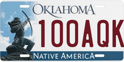 OK license plate 100AQK