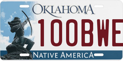 OK license plate 100BWE