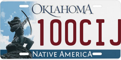 OK license plate 100CIJ