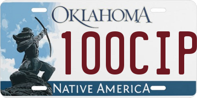OK license plate 100CIP