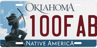 OK license plate 100FAB