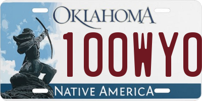 OK license plate 100WYO