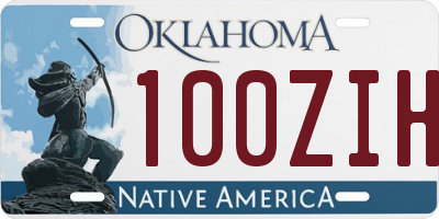 OK license plate 100ZIH