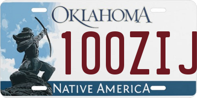 OK license plate 100ZIJ