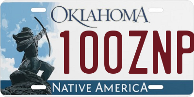 OK license plate 100ZNP