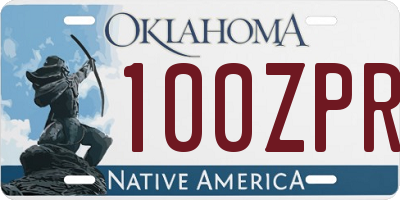 OK license plate 100ZPR