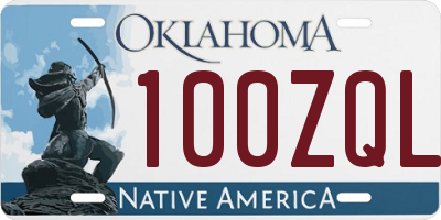 OK license plate 100ZQL