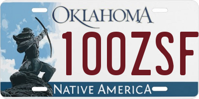 OK license plate 100ZSF