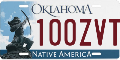 OK license plate 100ZVT