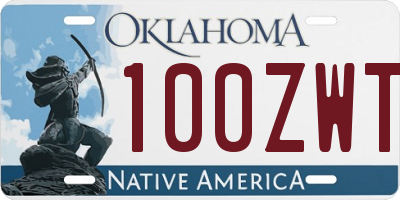 OK license plate 100ZWT