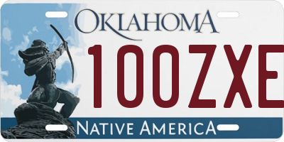 OK license plate 100ZXE