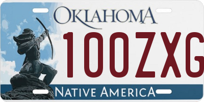 OK license plate 100ZXG