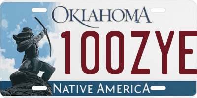 OK license plate 100ZYE