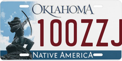 OK license plate 100ZZJ