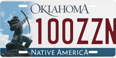 OK license plate 100ZZN