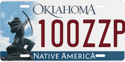 OK license plate 100ZZP