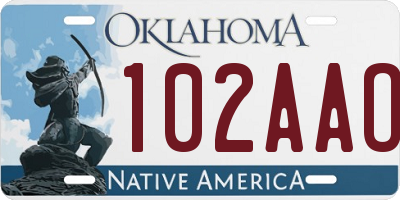 OK license plate 102AAO