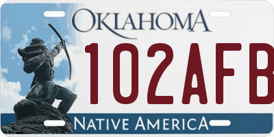 OK license plate 102AFB