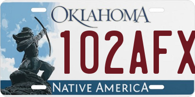 OK license plate 102AFX