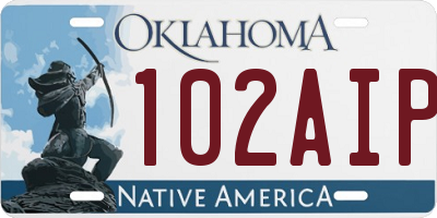 OK license plate 102AIP