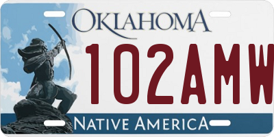 OK license plate 102AMW