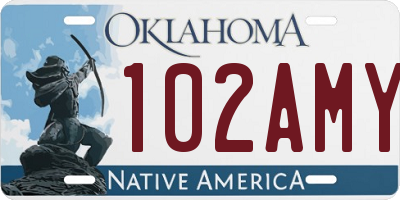 OK license plate 102AMY