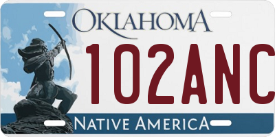 OK license plate 102ANC