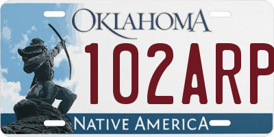 OK license plate 102ARP