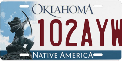OK license plate 102AYW