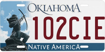 OK license plate 102CIE