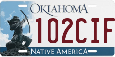 OK license plate 102CIF
