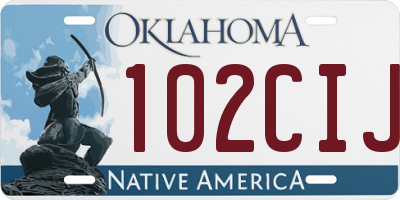 OK license plate 102CIJ