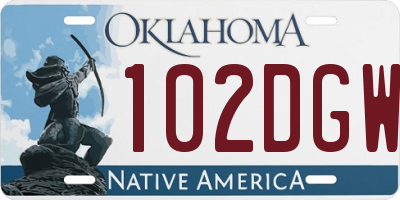 OK license plate 102DGW
