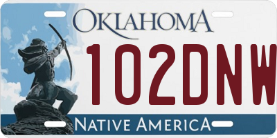 OK license plate 102DNW