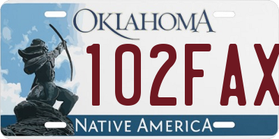 OK license plate 102FAX